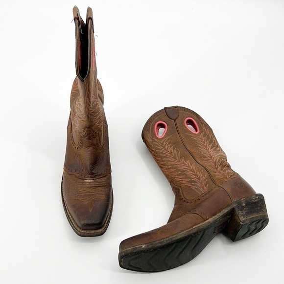 Ariat Shoes - Ariat Women's Heritage Rancher Western Boots Brown Leather Pink Size 9